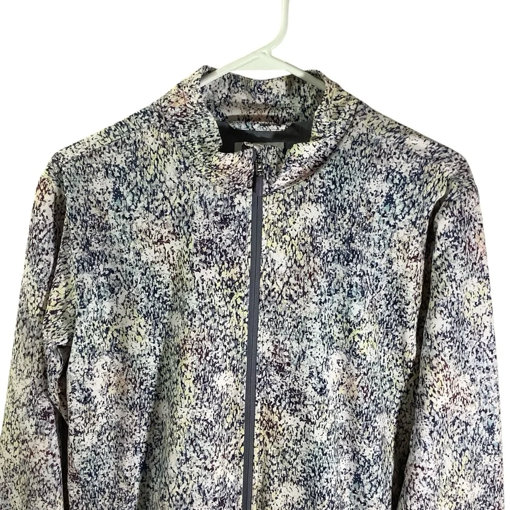 Athleta Girl Full Zip Printed Jacket Soft Lined in Ice Storm